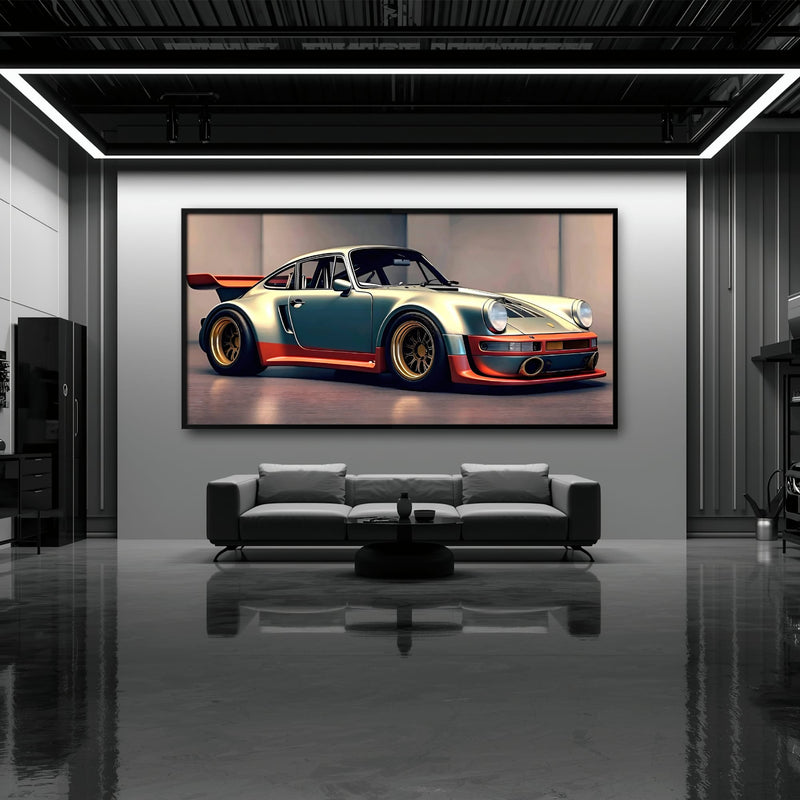Porsche 911 Wall Art – Silver Widebody Canvas Print Cars