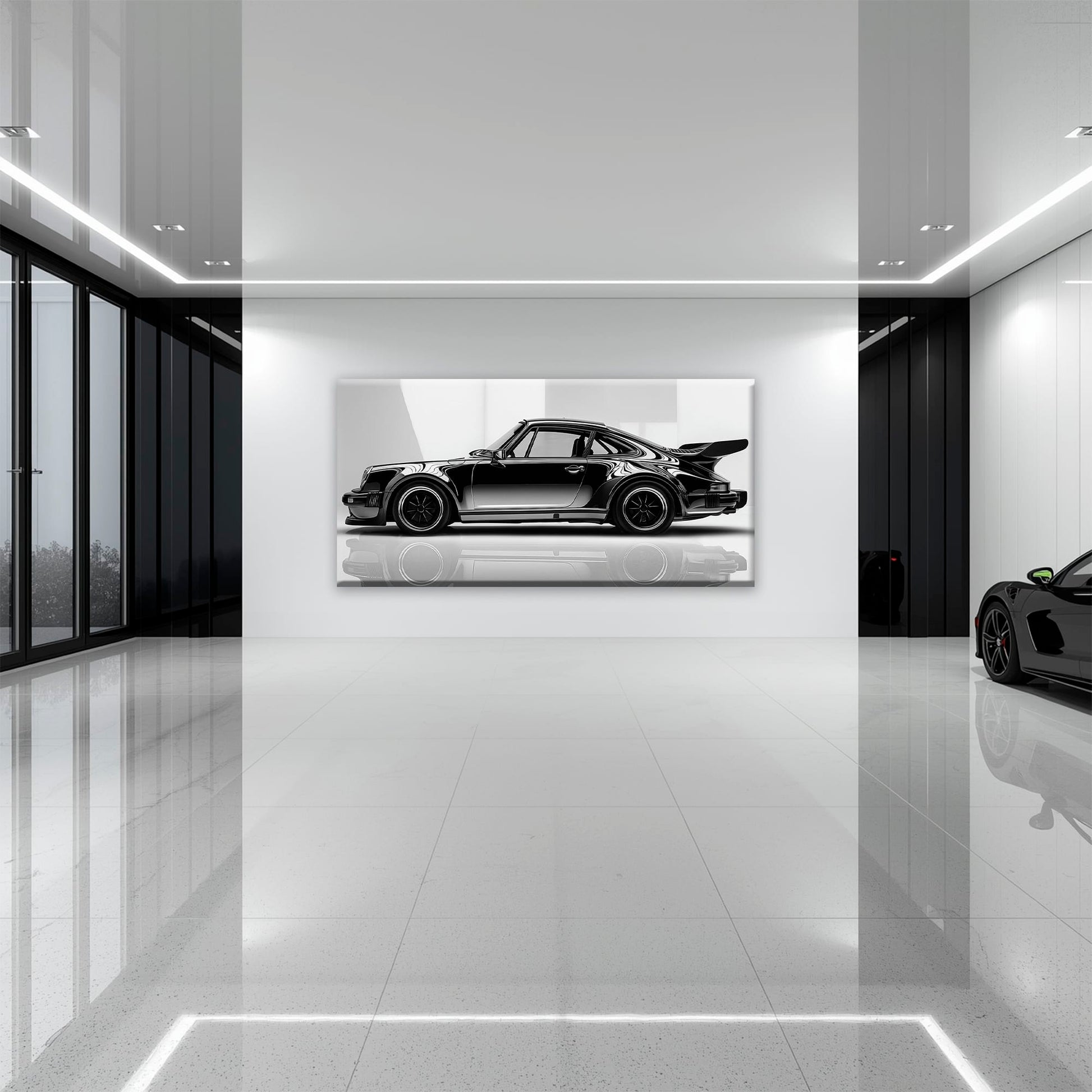 Porsche 911 Turbo Shadow Profile Wall Art – Sports Car Canvas Print Cars