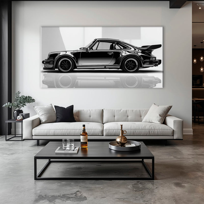 Porsche 911 Turbo Shadow Profile Wall Art – Sports Car Canvas Print Cars