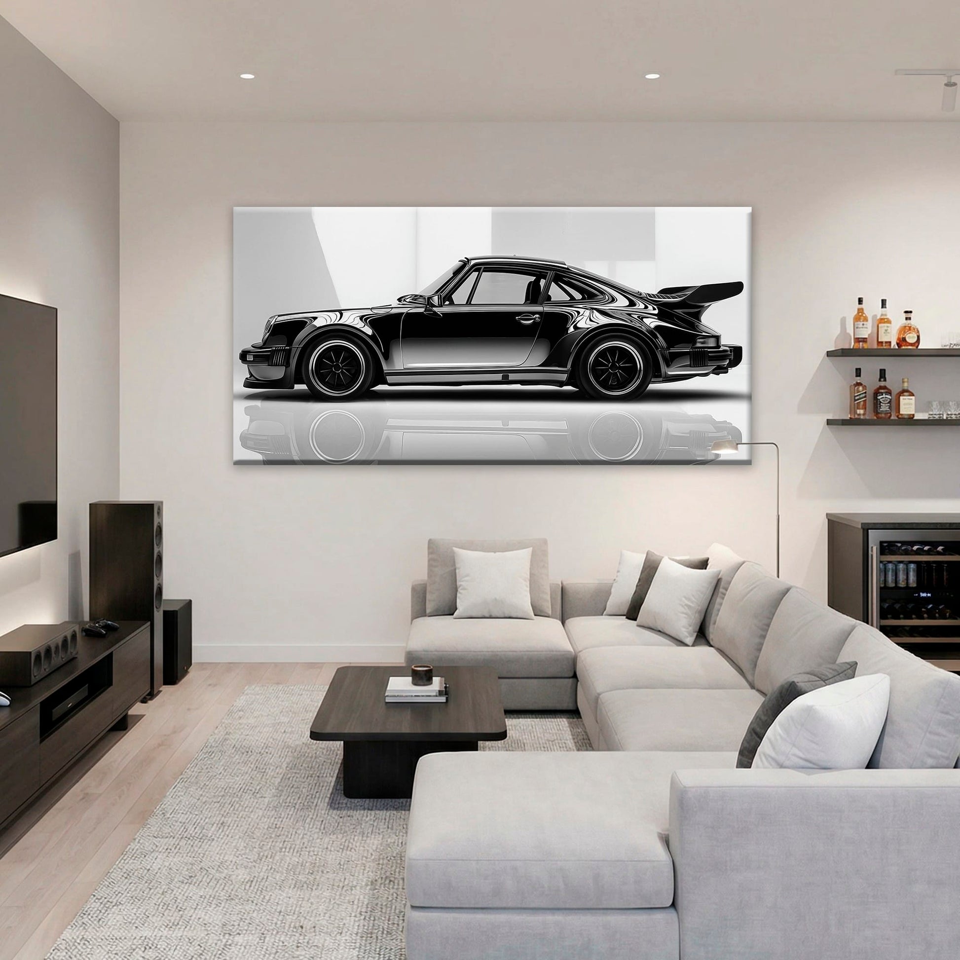 Porsche 911 Turbo Shadow Profile Wall Art – Sports Car Canvas Print Cars