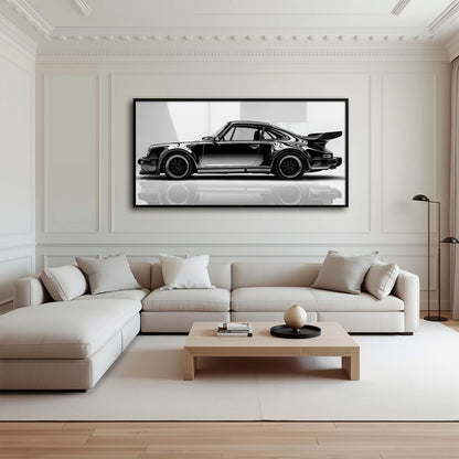 Porsche 911 Turbo Shadow Profile Wall Art – Sports Car Canvas Print Cars