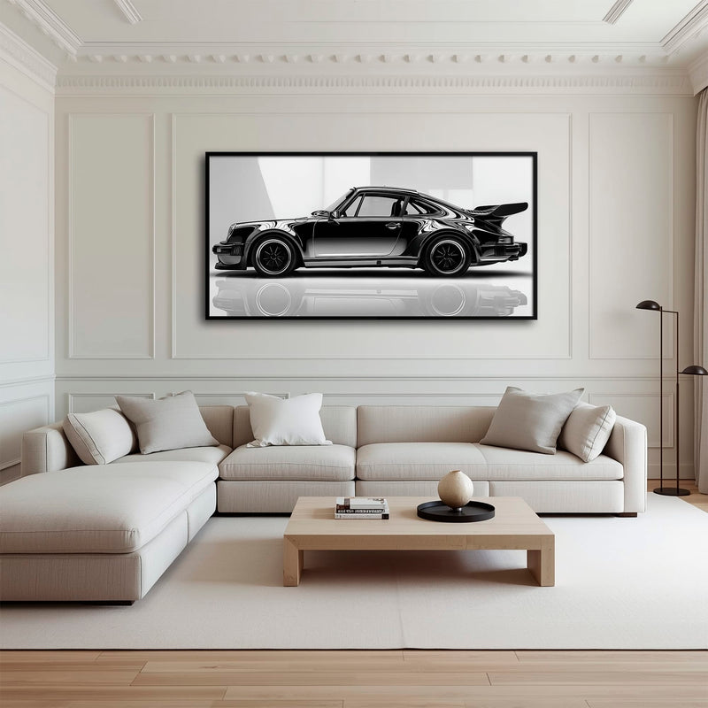 Porsche 911 Turbo Shadow Profile Wall Art – Sports Car Canvas Print Cars