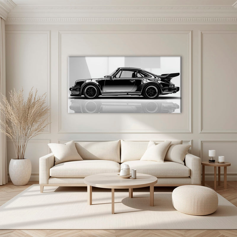 Porsche 911 Turbo Shadow Profile Wall Art – Sports Car Canvas Print Cars