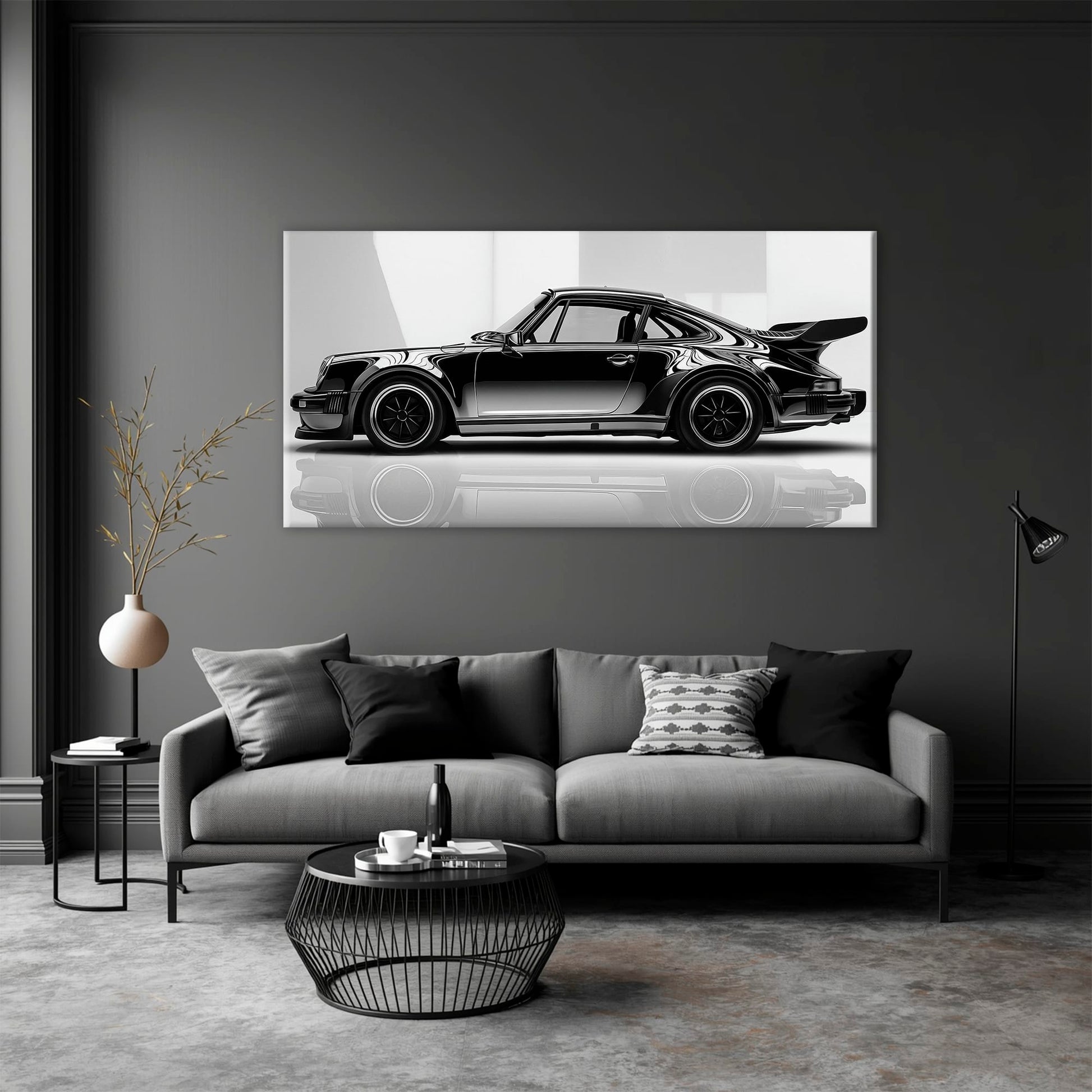 Porsche 911 Turbo Shadow Profile Wall Art – Sports Car Canvas Print Cars