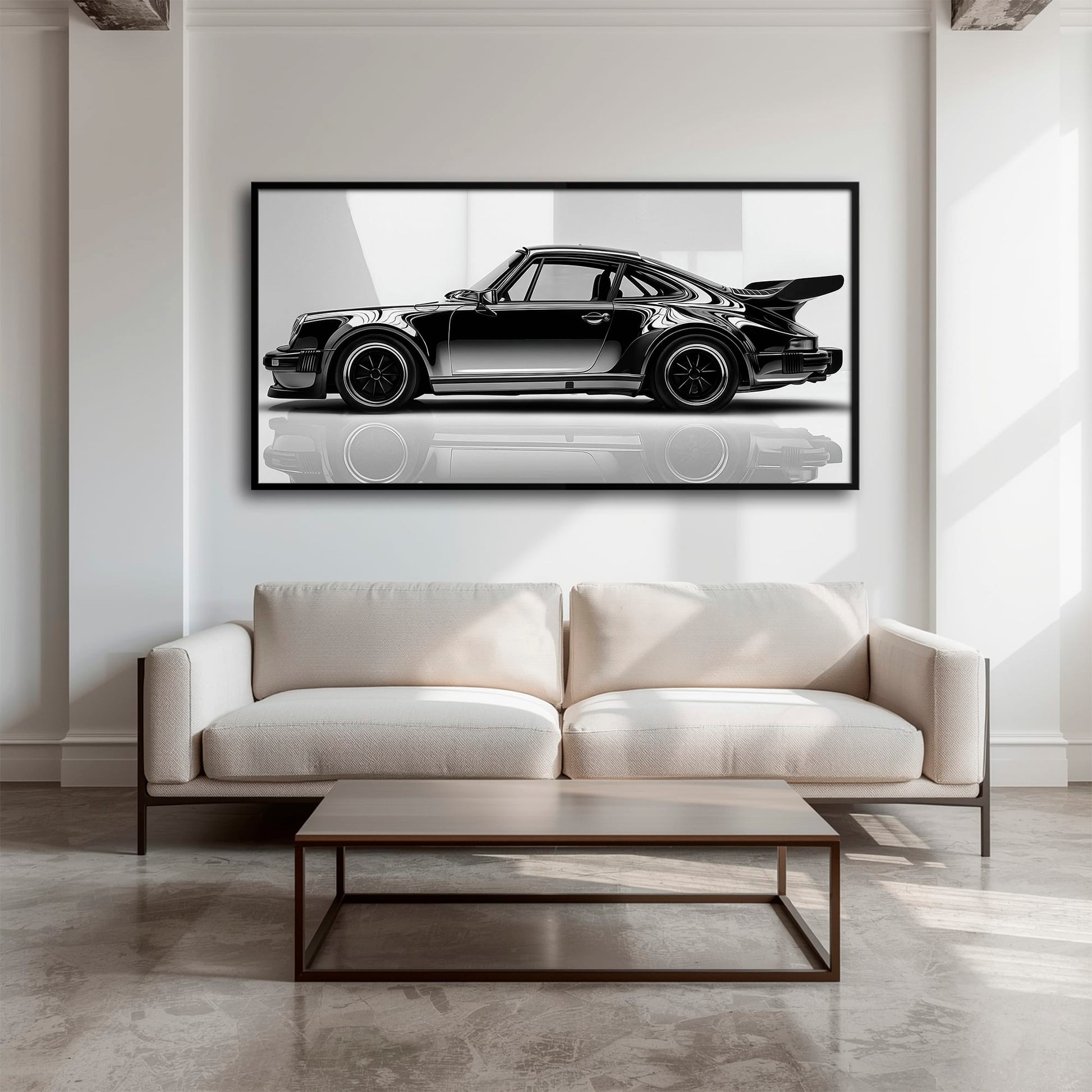Porsche 911 Turbo Shadow Profile Wall Art – Sports Car Canvas Print Cars