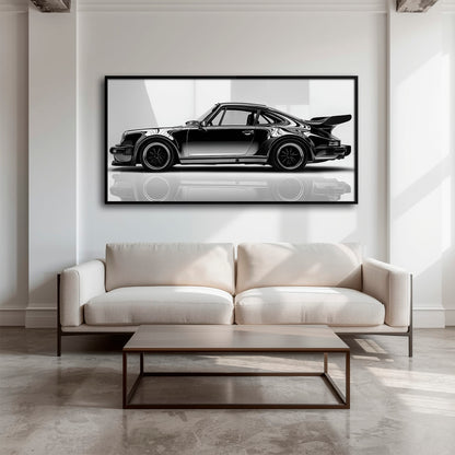 Porsche 911 Turbo Shadow Profile Wall Art – Sports Car Canvas Print Cars