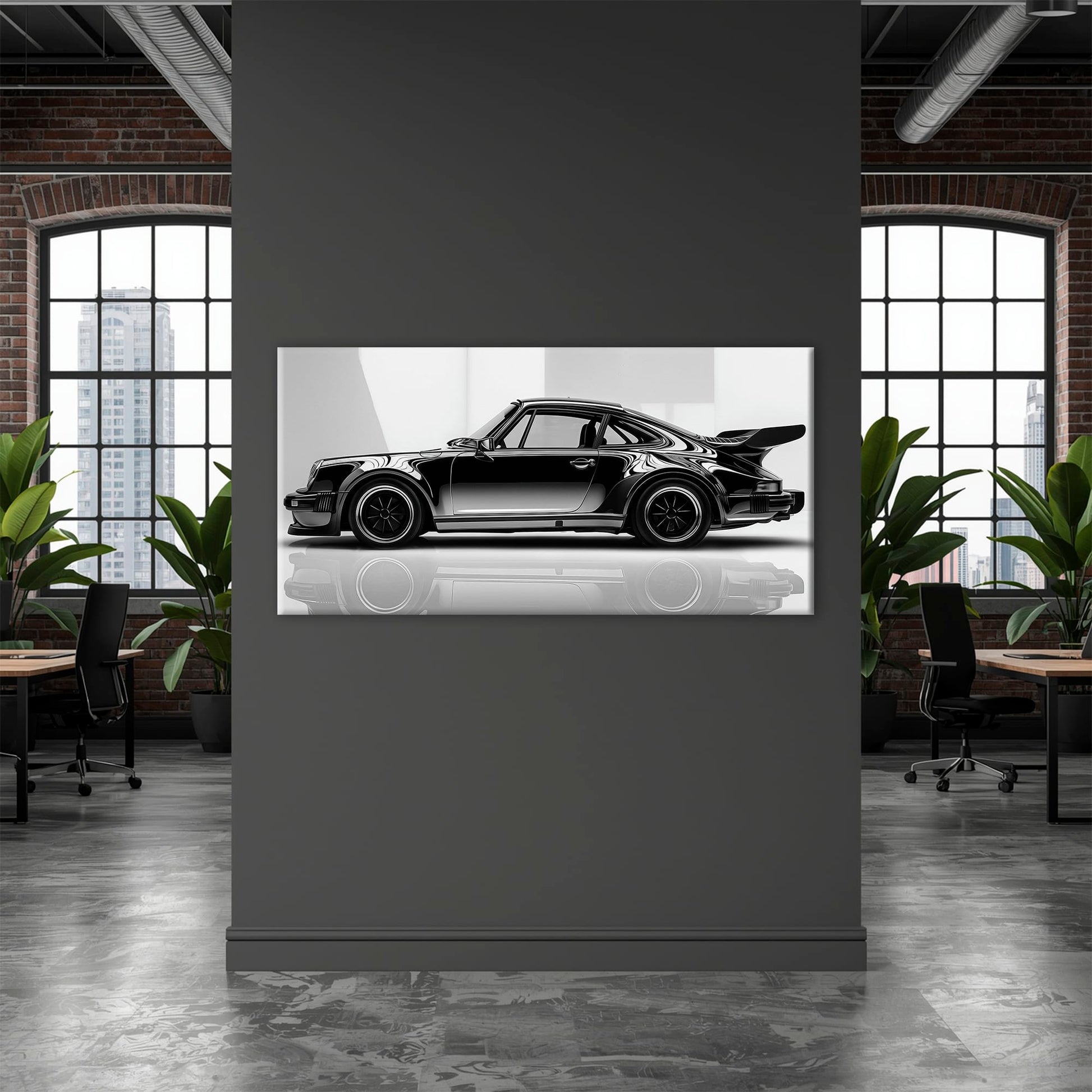 Porsche 911 Turbo Shadow Profile Wall Art – Sports Car Canvas Print Cars