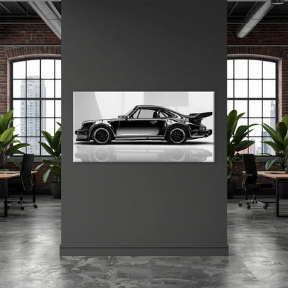 Porsche 911 Turbo Shadow Profile Wall Art – Sports Car Canvas Print Cars