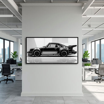 Porsche 911 Turbo Shadow Profile Wall Art – Sports Car Canvas Print Cars