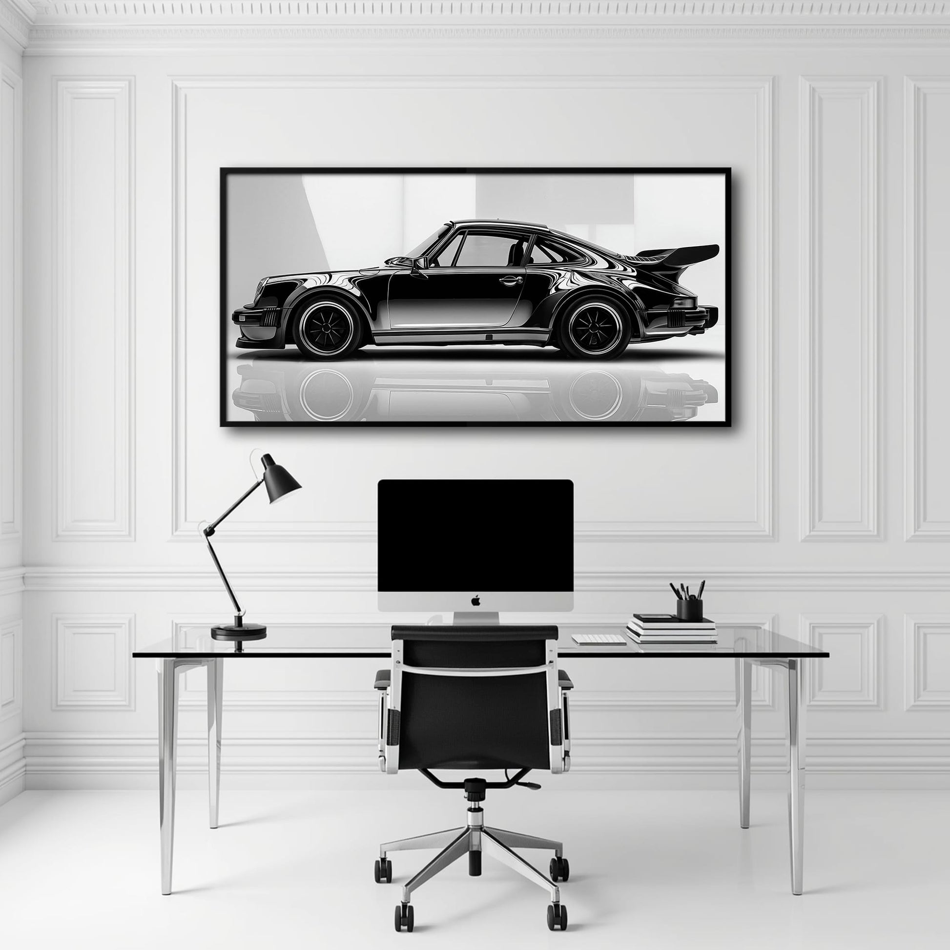 Porsche 911 Turbo Shadow Profile Wall Art – Sports Car Canvas Print Cars