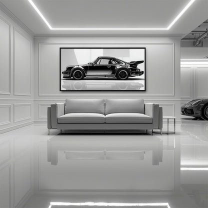 Porsche 911 Turbo Shadow Profile Wall Art – Sports Car Canvas Print Cars