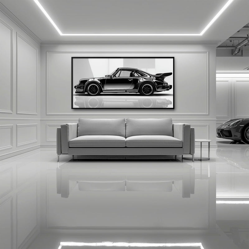 Porsche 911 Turbo Shadow Profile Wall Art – Sports Car Canvas Print Cars