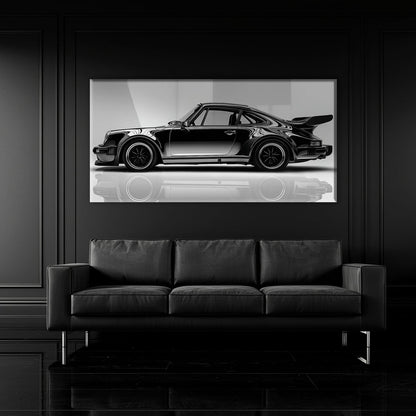 Porsche 911 Turbo Shadow Profile Wall Art – Sports Car Canvas Print Cars