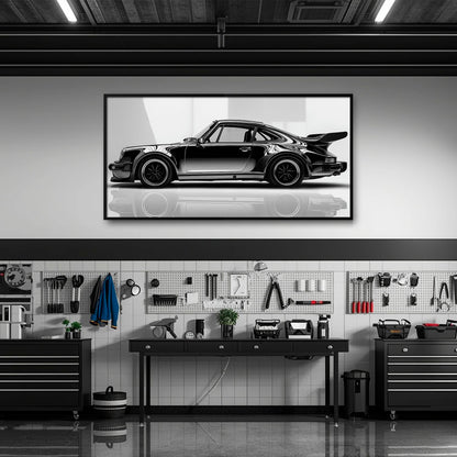 Porsche 911 Turbo Shadow Profile Wall Art – Sports Car Canvas Print Cars