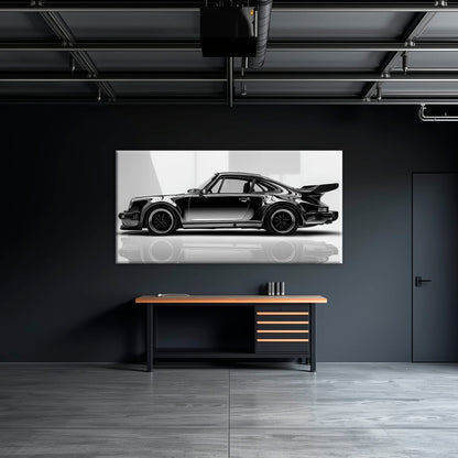 Porsche 911 Turbo Shadow Profile Wall Art – Sports Car Canvas Print Cars