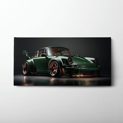 Green Porsche 911 Verdant Rogue Wall Art Canvas Print Cars