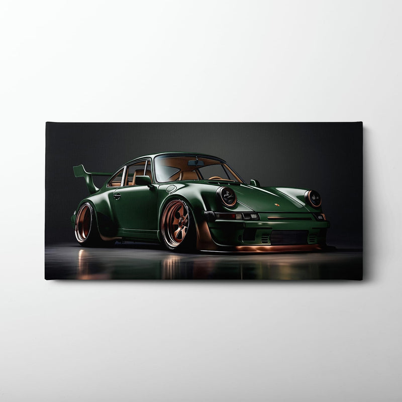 Green Porsche 911 Verdant Rogue Wall Art Canvas Print Cars