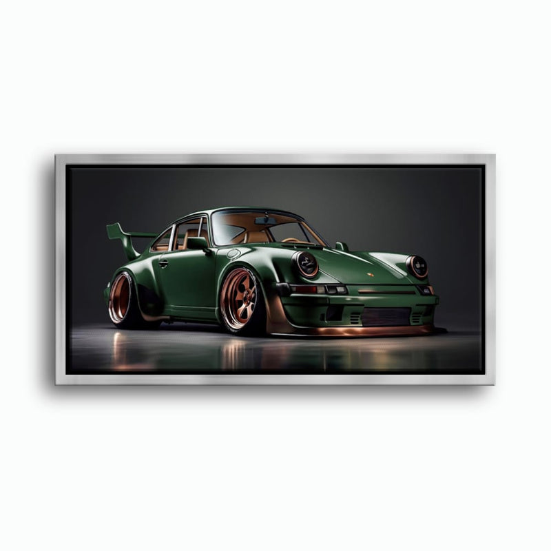 Green Porsche 911 Verdant Rogue Wall Art Canvas Print Cars
