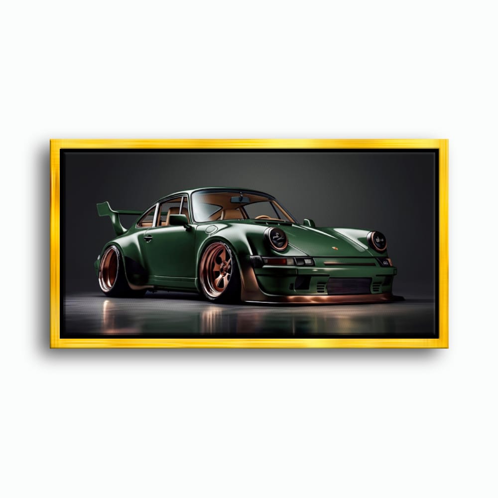 Green Porsche 911 Verdant Rogue Wall Art Canvas Print Cars
