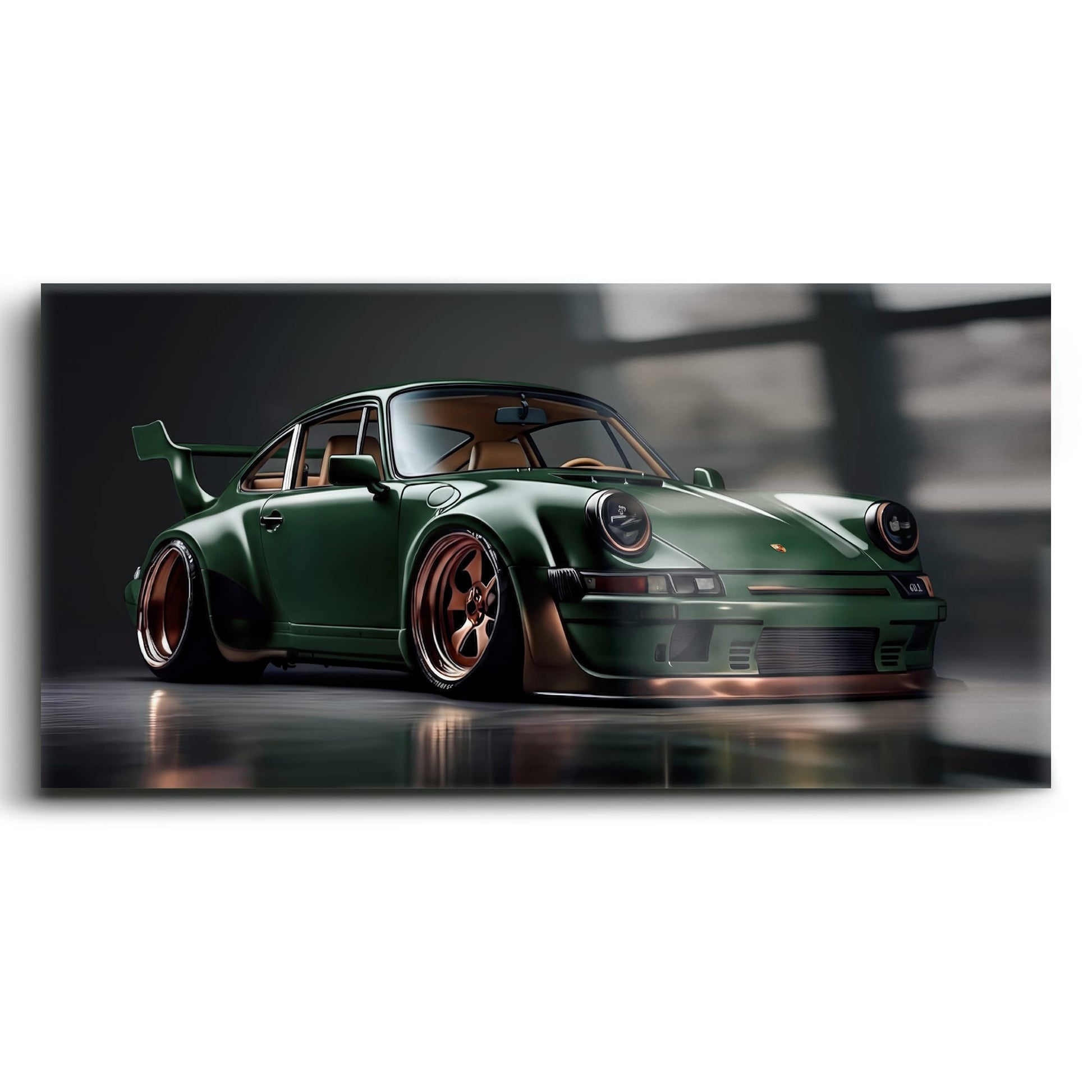 Green Porsche 911 Verdant Rogue Wall Art Canvas Print Cars