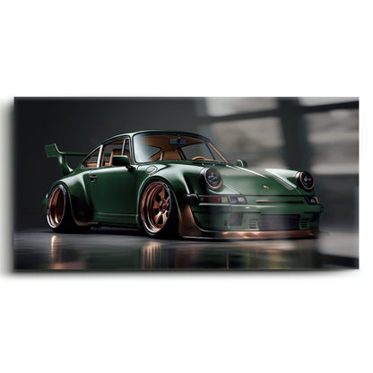 Green Porsche 911 Verdant Rogue Wall Art Canvas Print Cars