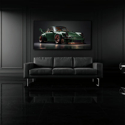 Green Porsche 911 Verdant Rogue Wall Art Canvas Print Cars