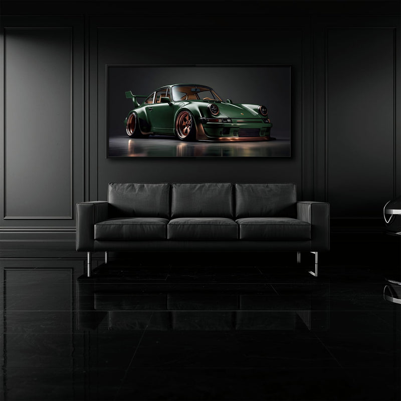 Green Porsche 911 Verdant Rogue Wall Art Canvas Print Cars