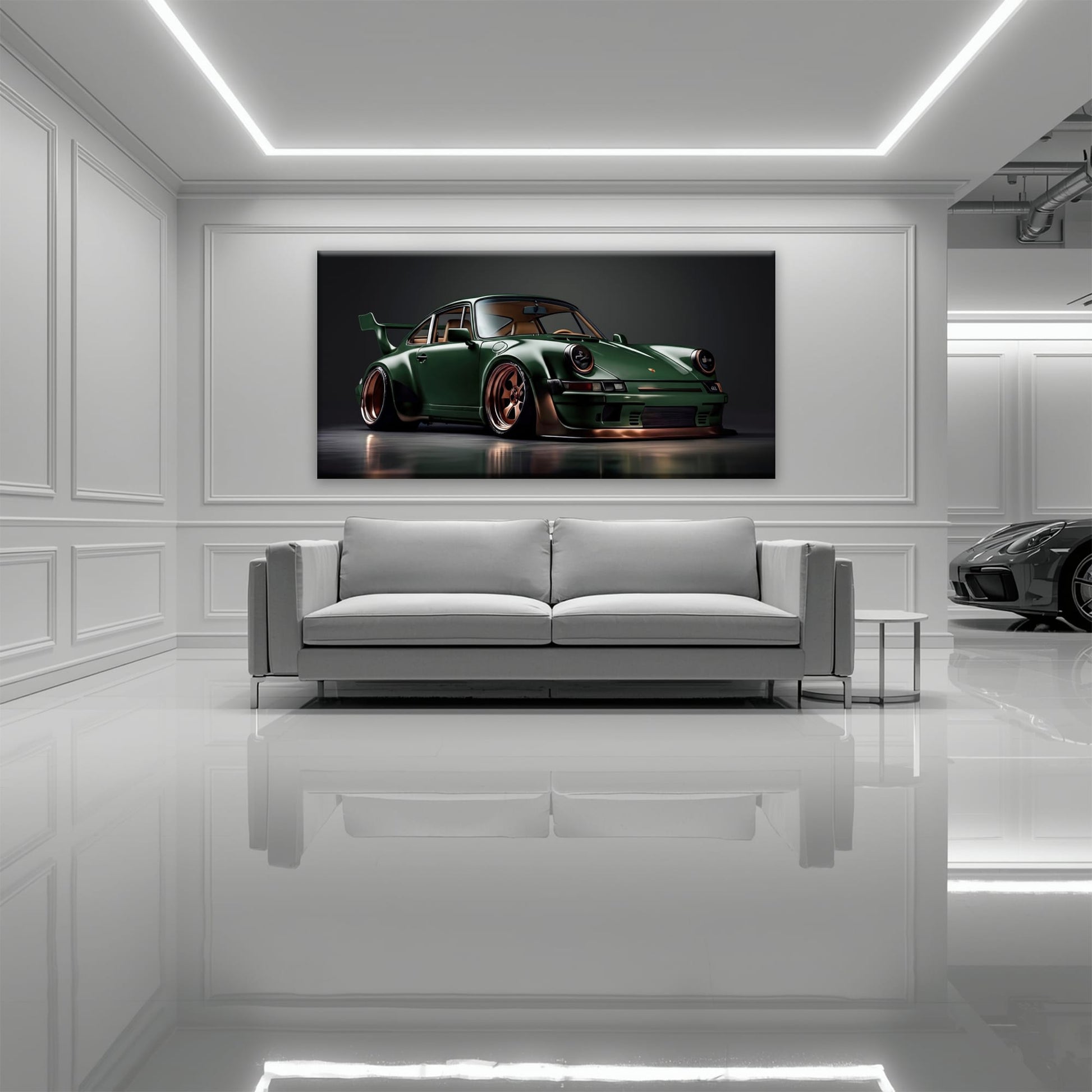 Green Porsche 911 Verdant Rogue Wall Art Canvas Print Cars