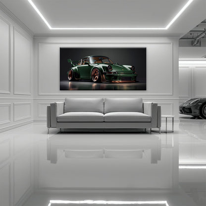 Green Porsche 911 Verdant Rogue Wall Art Canvas Print Cars