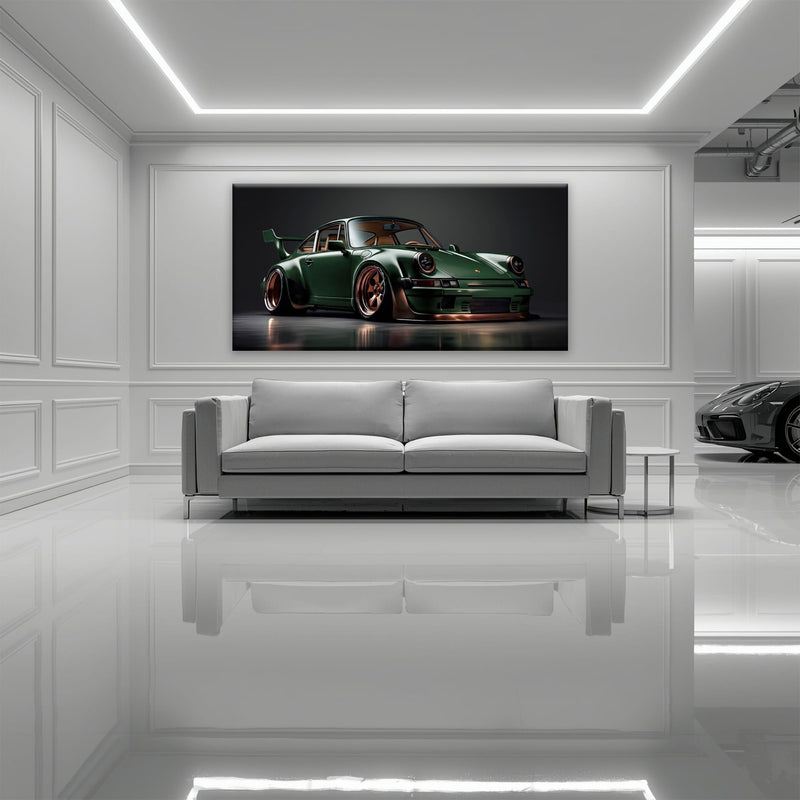 Green Porsche 911 Verdant Rogue Wall Art Canvas Print Cars