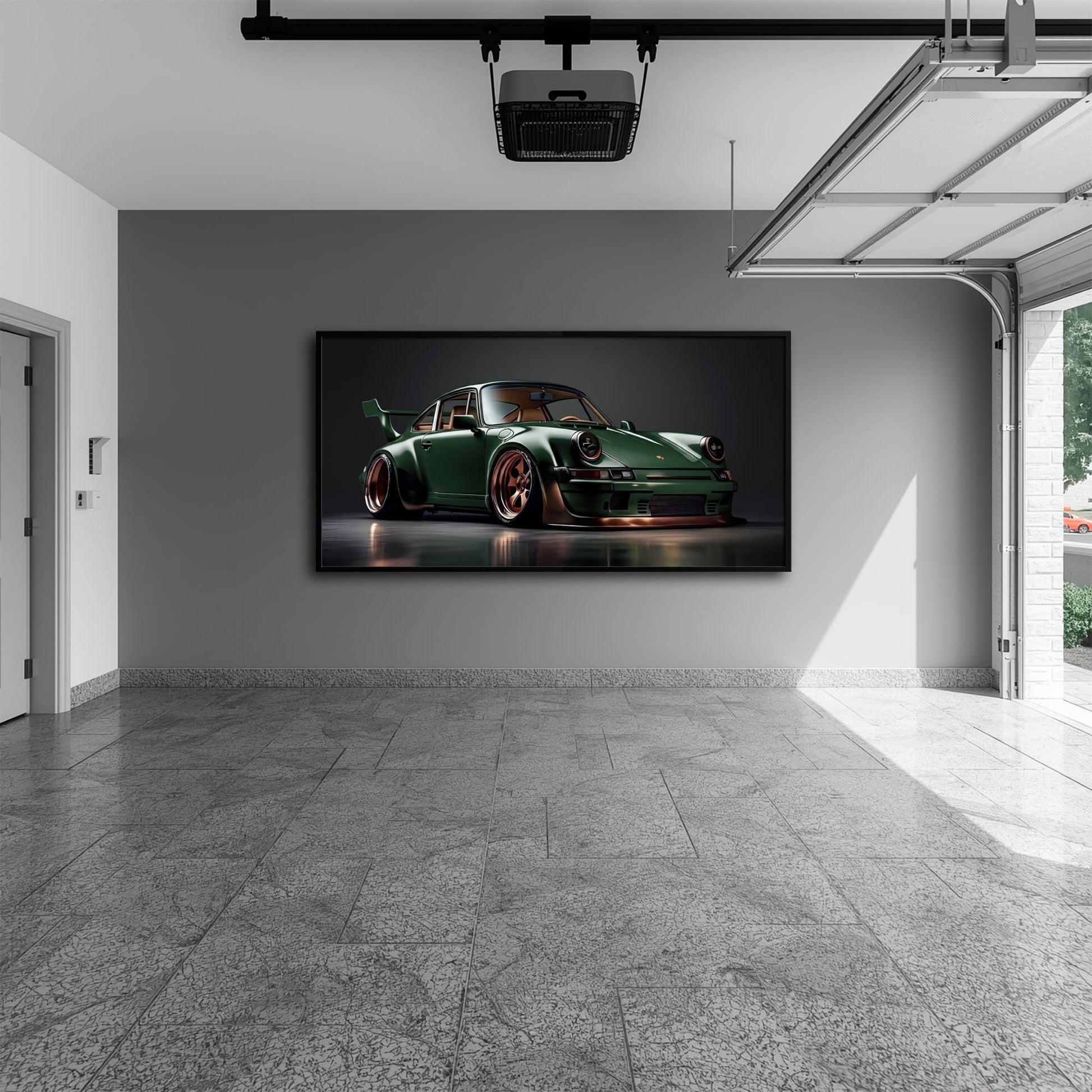 Green Porsche 911 Verdant Rogue Wall Art Canvas Print Cars