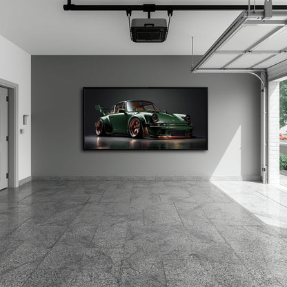 Green Porsche 911 Verdant Rogue Wall Art Canvas Print Cars