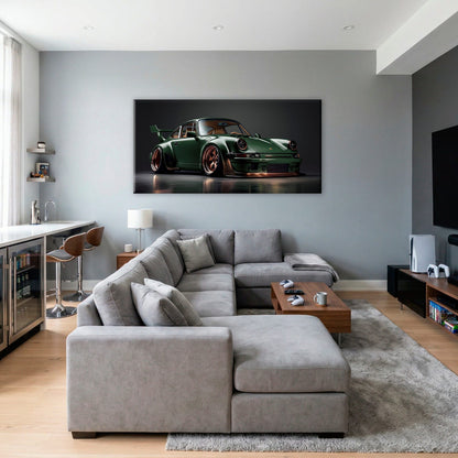 Green Porsche 911 Verdant Rogue Wall Art Canvas Print Cars