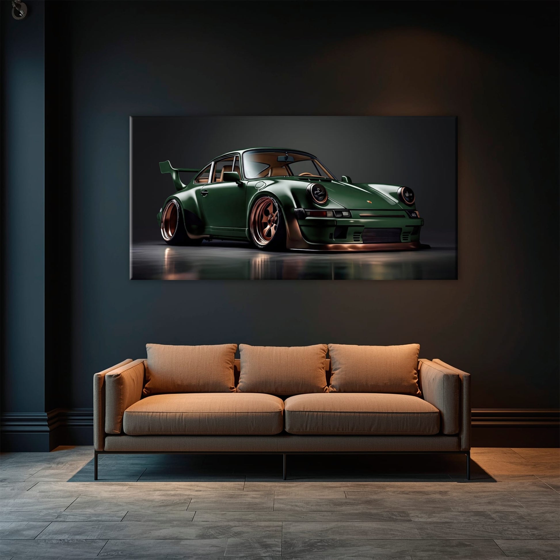 Green Porsche 911 Verdant Rogue Wall Art Canvas Print Cars