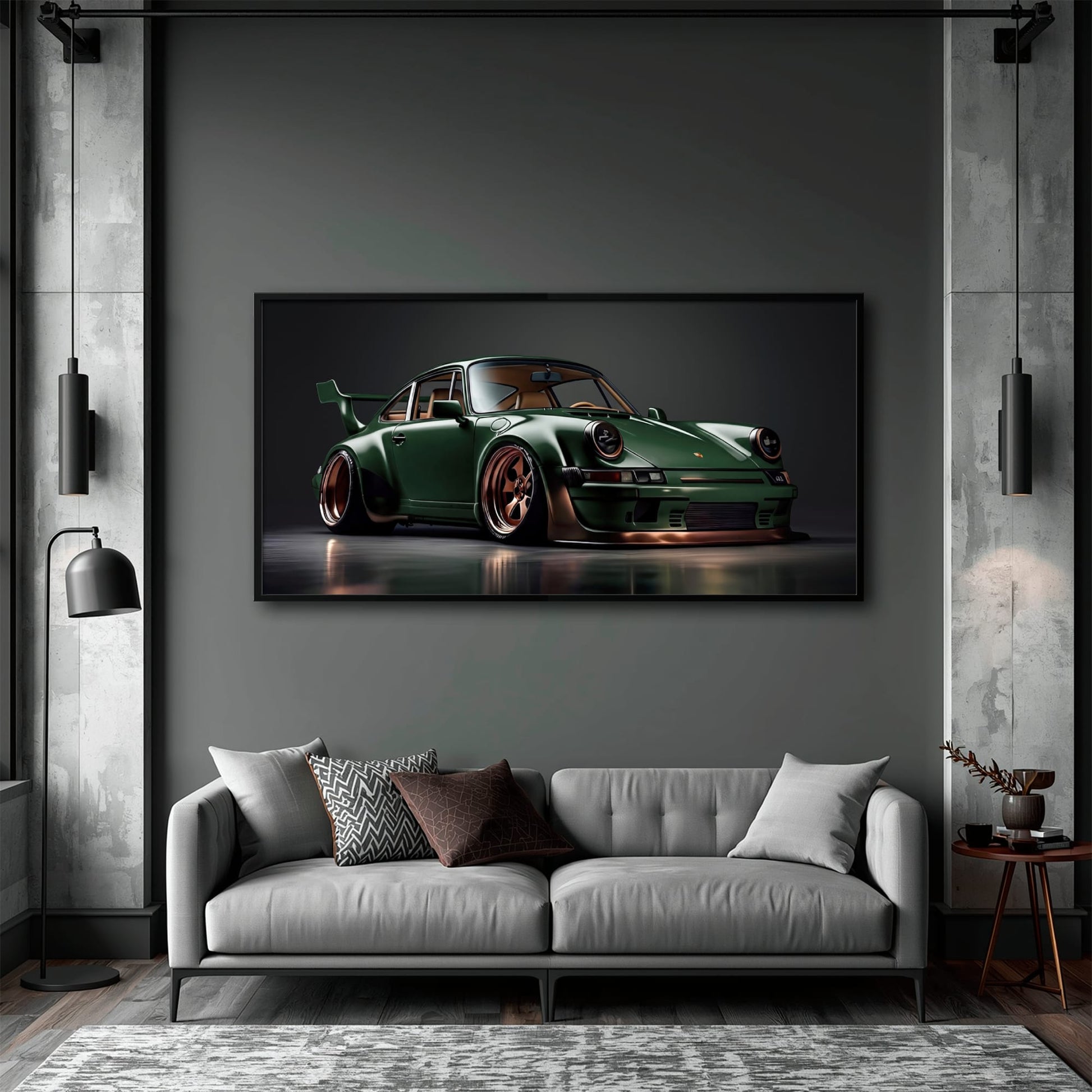 Green Porsche 911 Verdant Rogue Wall Art Canvas Print Cars