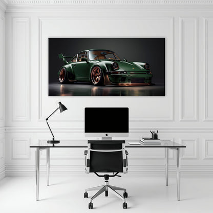 Green Porsche 911 Verdant Rogue Wall Art Canvas Print Cars