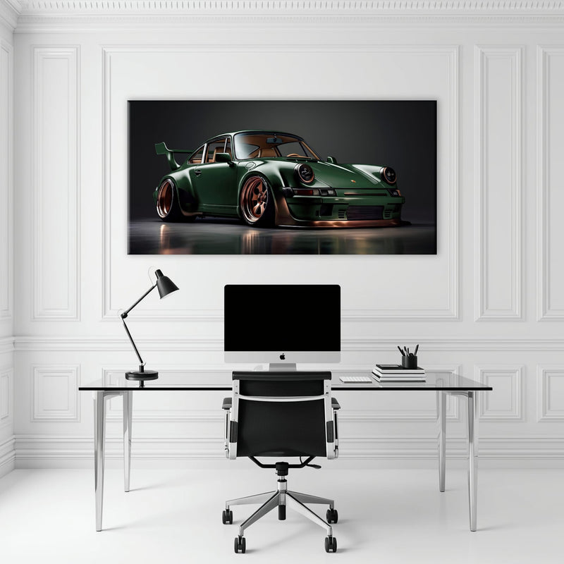 Green Porsche 911 Verdant Rogue Wall Art Canvas Print Cars