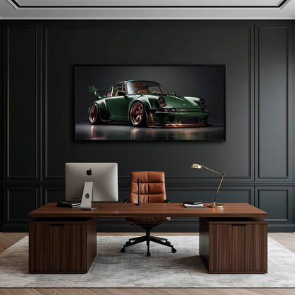 Green Porsche 911 Verdant Rogue Wall Art Canvas Print Cars