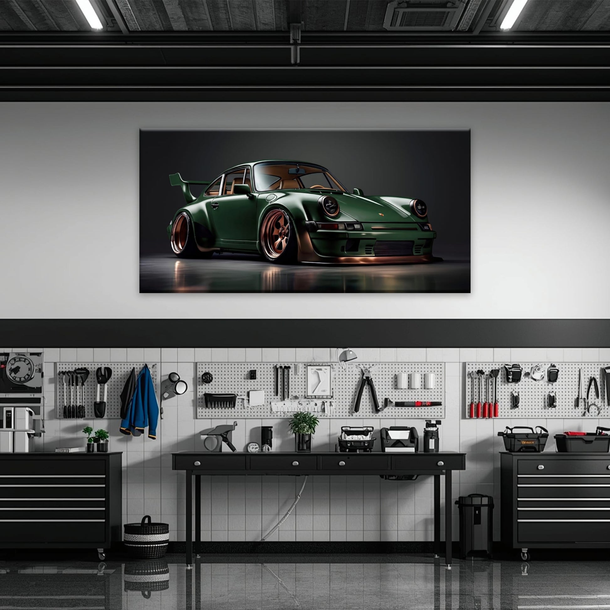 Green Porsche 911 Verdant Rogue Wall Art Canvas Print Cars