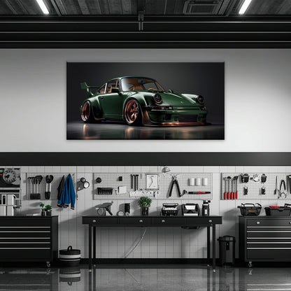 Green Porsche 911 Verdant Rogue Wall Art Canvas Print Cars