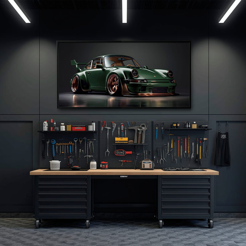 Green Porsche 911 Verdant Rogue Wall Art Canvas Print Cars