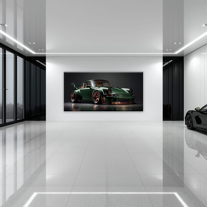 Green Porsche 911 Verdant Rogue Wall Art Canvas Print Cars