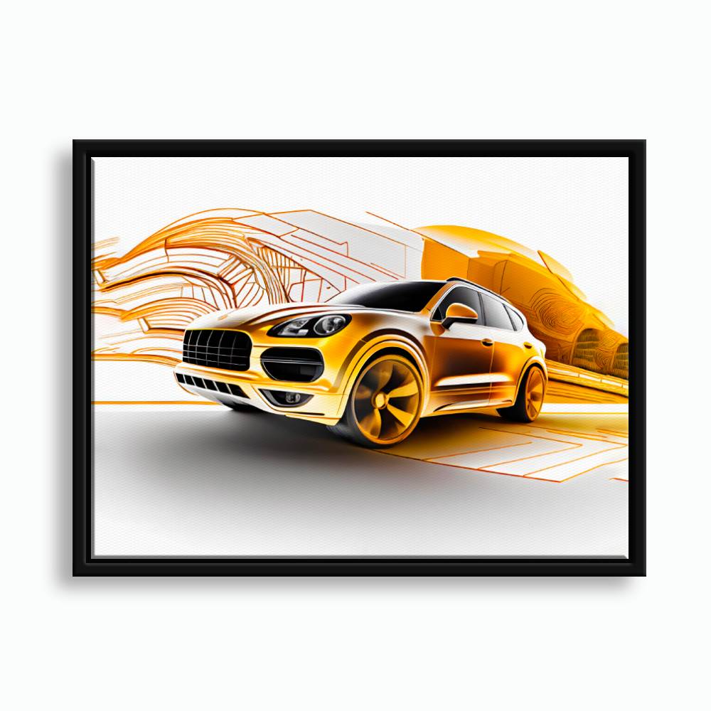 Porsche Cayenne Golden Canvas Print – Luxury Automotive Wall Art Cars