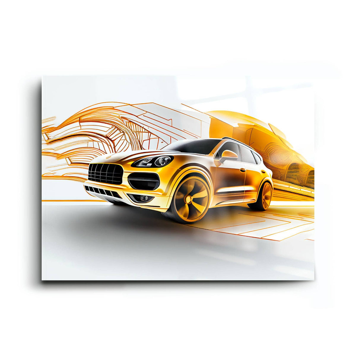 Porsche Cayenne Golden Canvas Print – Luxury Automotive Wall Art Cars