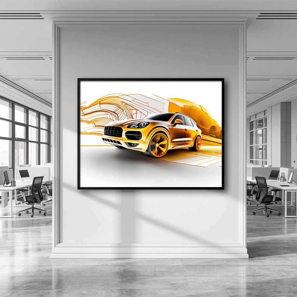 Porsche Cayenne Golden Canvas Print – Luxury Automotive Wall Art Cars
