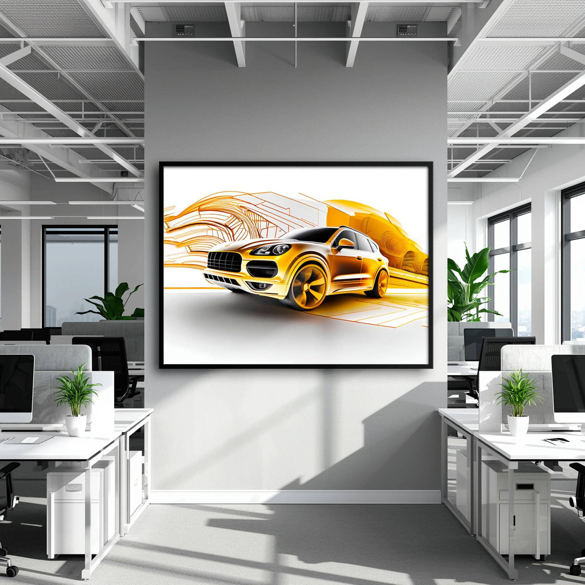 Porsche Cayenne Golden Canvas Print – Luxury Automotive Wall Art Cars