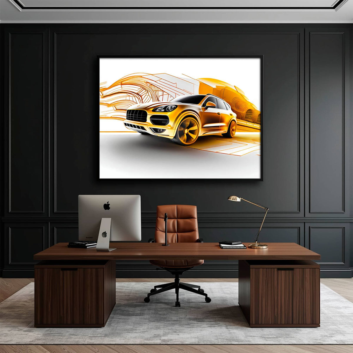 Porsche Cayenne Golden Canvas Print – Luxury Automotive Wall Art Cars