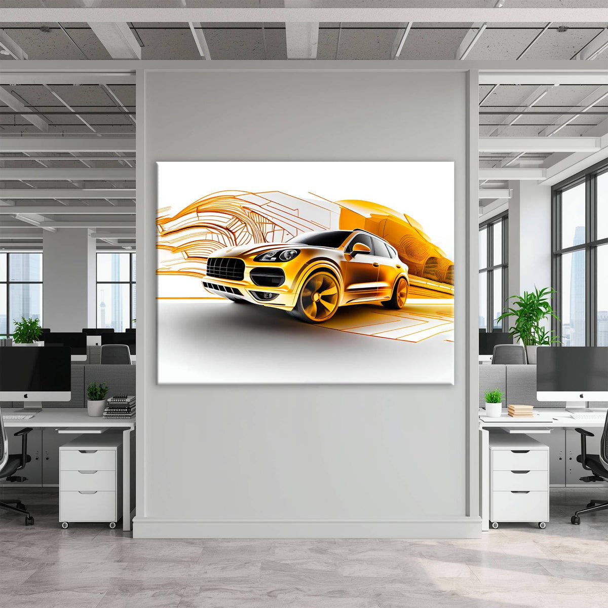 Porsche Cayenne Golden Canvas Print – Luxury Automotive Wall Art Cars