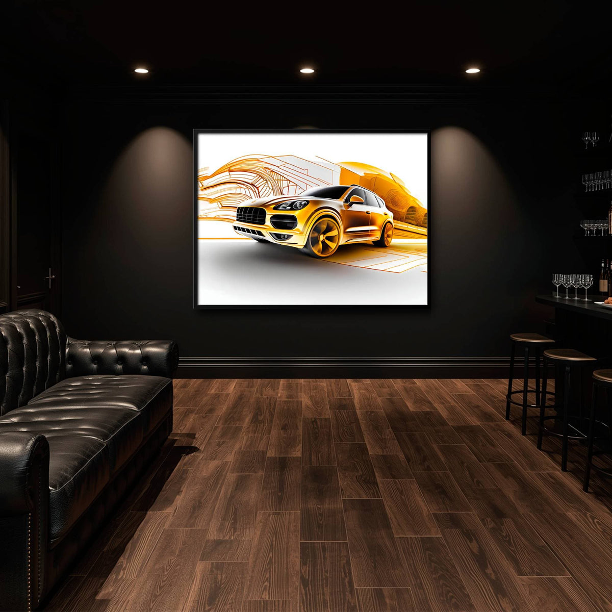 Porsche Cayenne Golden Canvas Print – Luxury Automotive Wall Art Cars