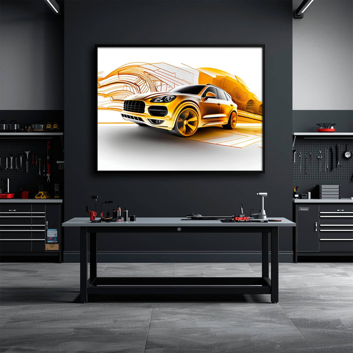 Porsche Cayenne Golden Canvas Print – Luxury Automotive Wall Art Cars